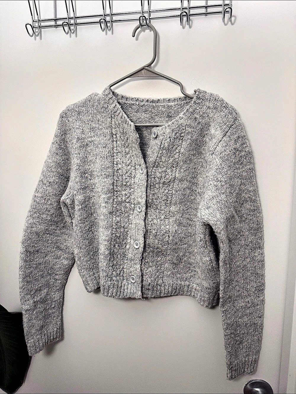 Gray Button-Front Cardigan
